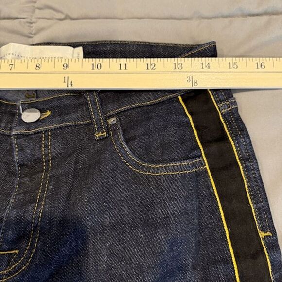 Victoria Beckham Side Stripe Tapered Jeans Dark Wash Black & Gold Stripe Size 28 - Picture 9 of 12